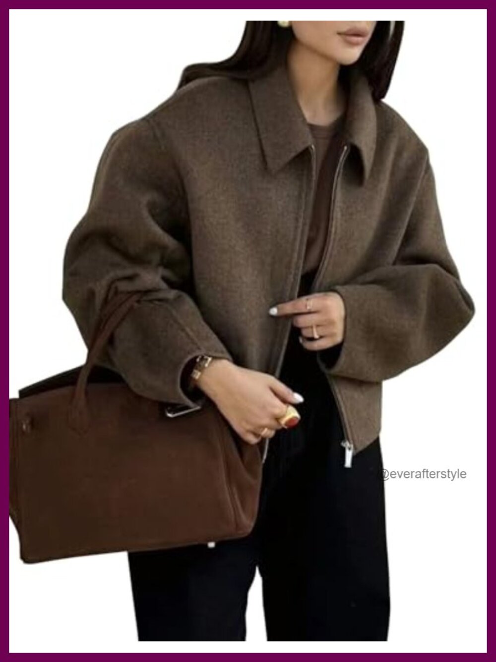 Womens Cropped Wool Blend Pea Coat Zip Front Winter Jacket